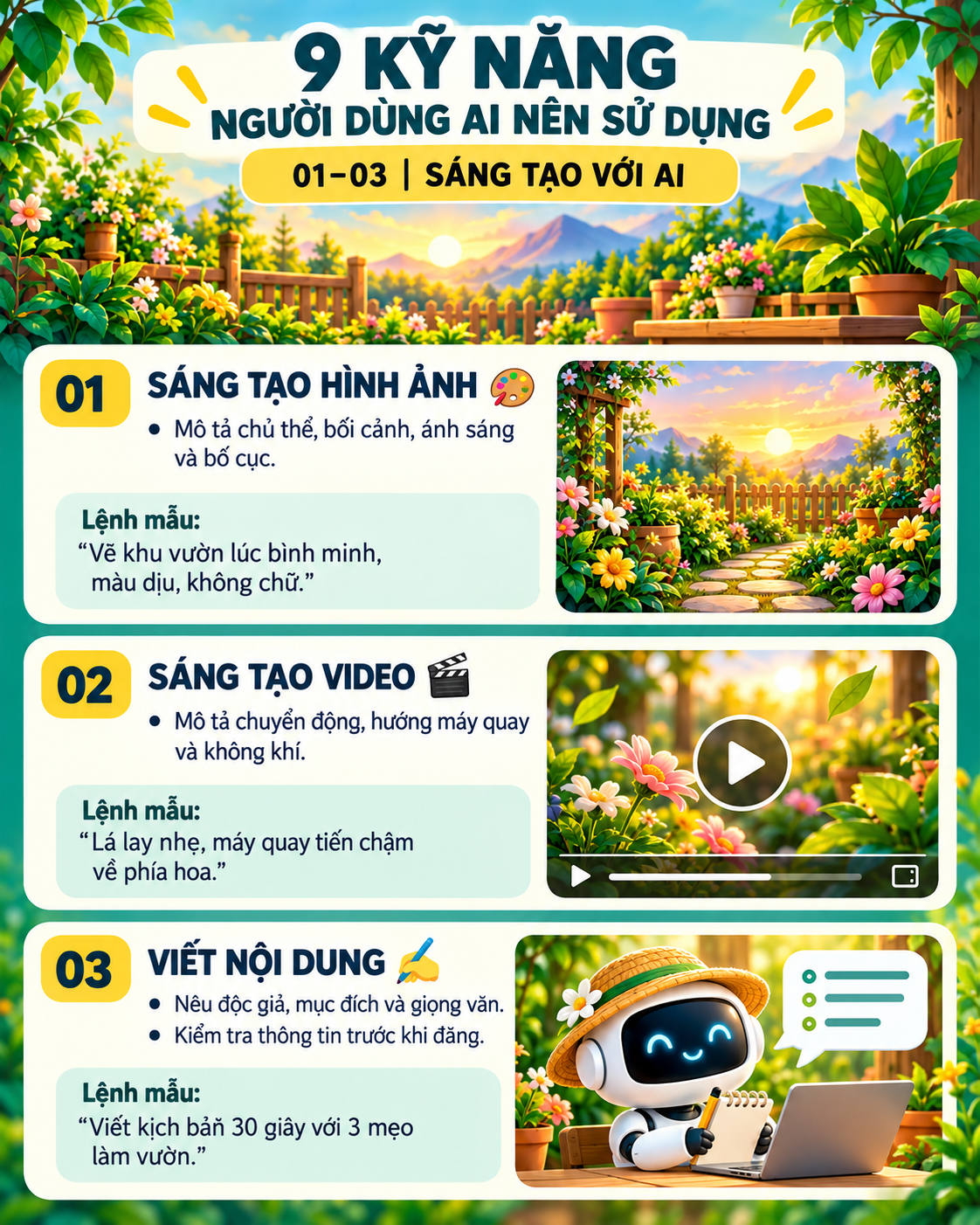 Ba kỹ năng sáng tạo với AI
